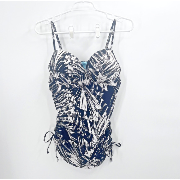 Spanx Love Your Assets Push Up Black White Tankini Swim Suit Top Womens Large - Picture 2 of 7